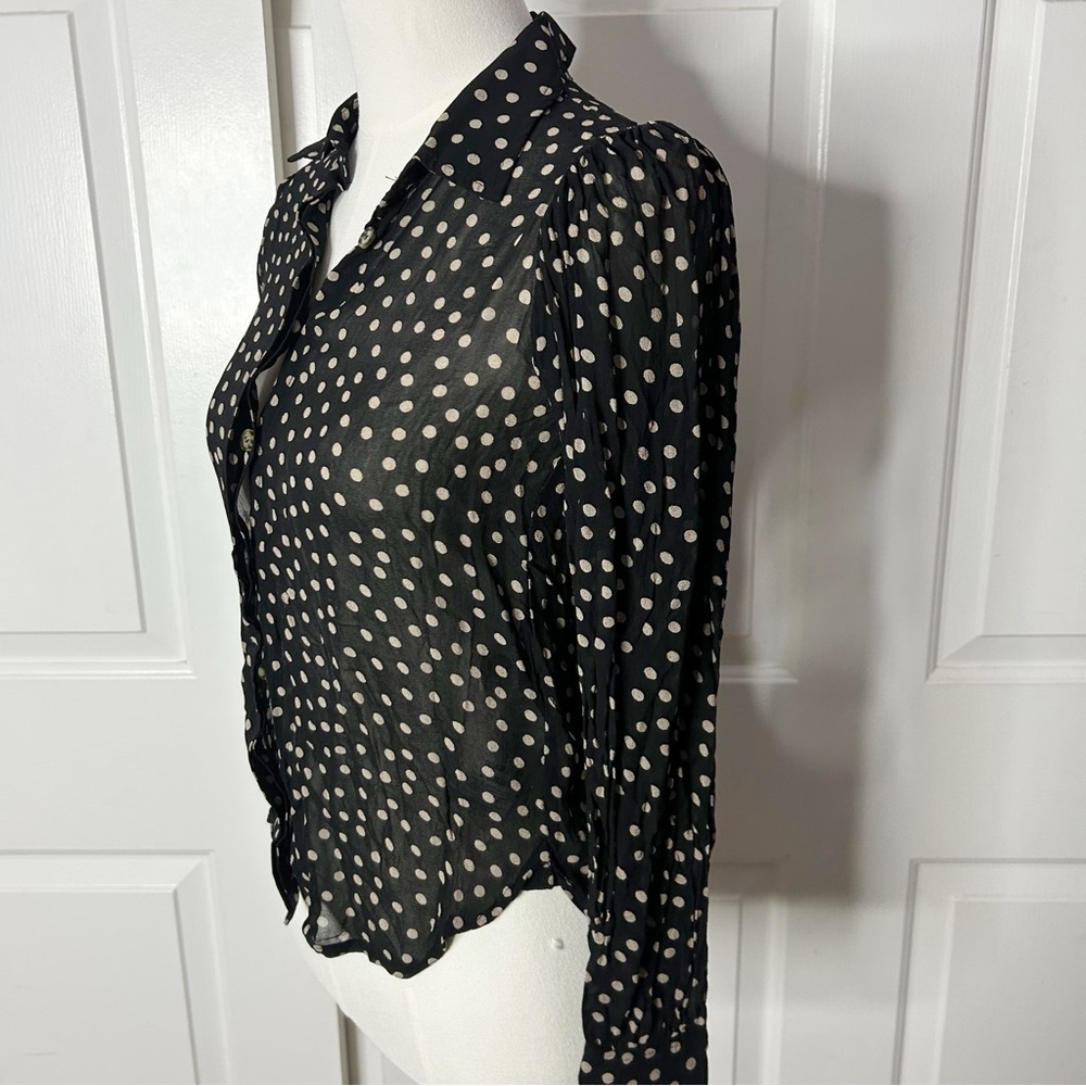 Ganni Black and Cream Polka Dot Shirt (size 34/XS) - Picture 3 of 7